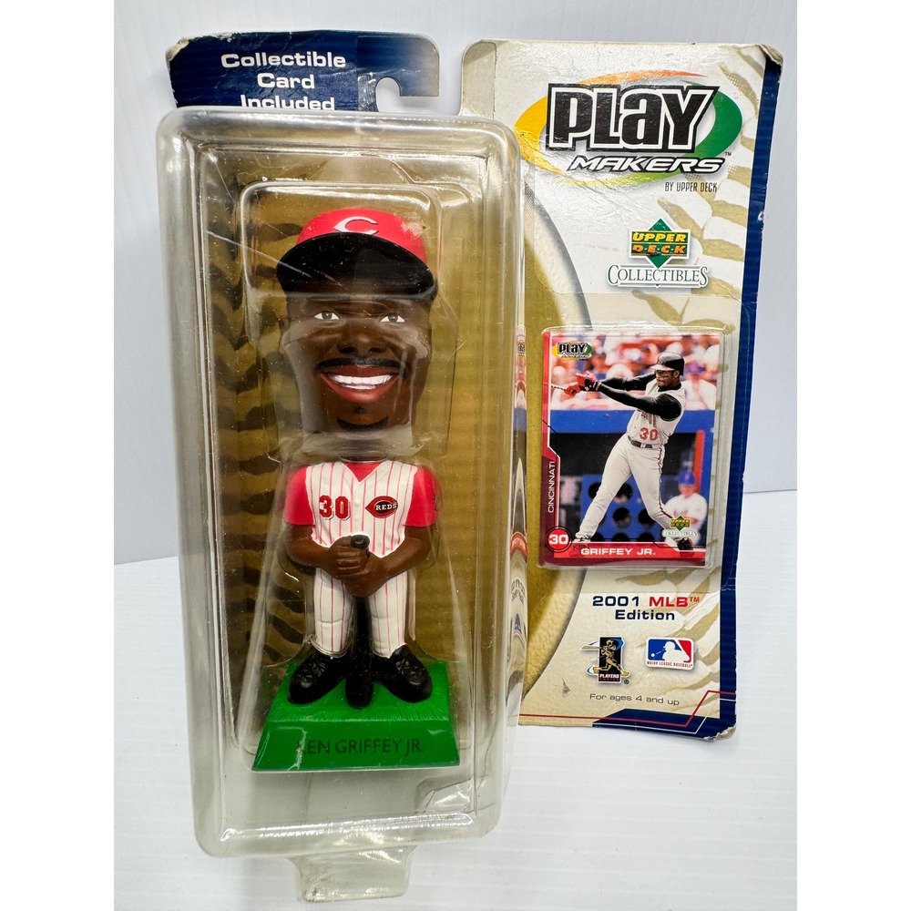 Ken Griffey Jr Cincinnati Reds 2001 Upper Deck PlayMakers Bobblehead with Card